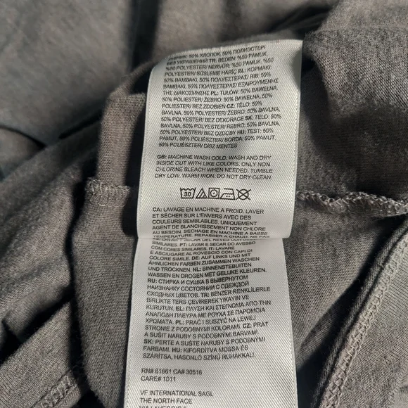 The North Face Men's Small Heather Grey Long Sleeve Graphic Hit Logo Tee EUC - Picture 7 of 10